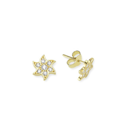 Glorria 14k Solid Gold Flower Pave Earring Glorria 14k Solid Gold Flower Pave Earring