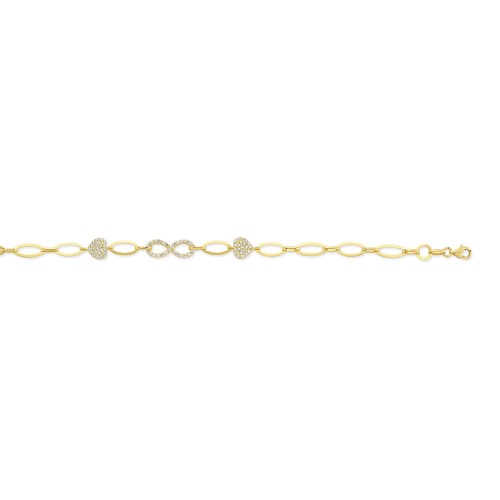 Glorria 14k Solid Gold Heart Pave Bracelet Glorria 14k Solid Gold Heart Pave Bracelet