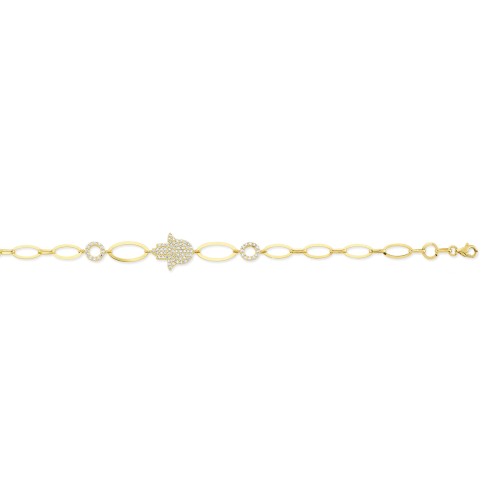 Glorria 14k Solid Gold Hamsa Hands Pave Bracelet Glorria 14k Solid Gold Hamsa Hands Pave Bracelet