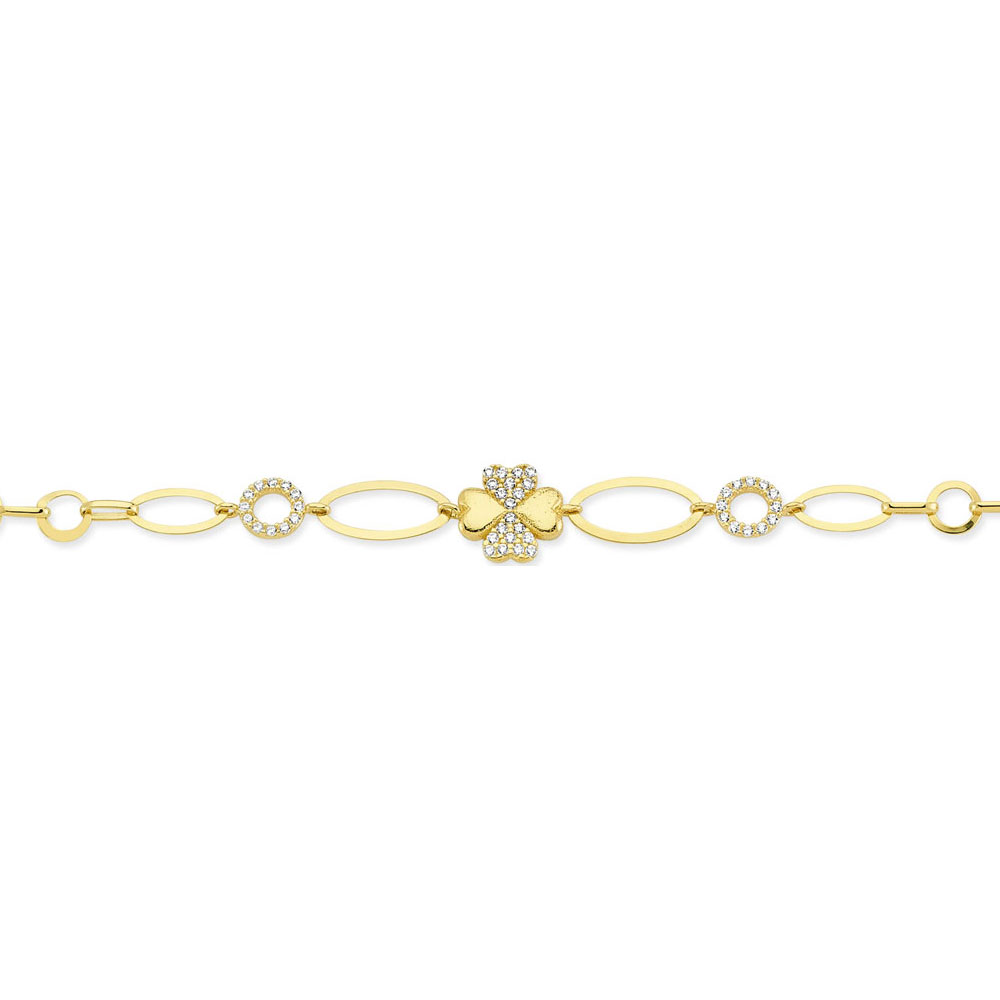 Glorria 14k Solid Gold Flower Pave Bracelet