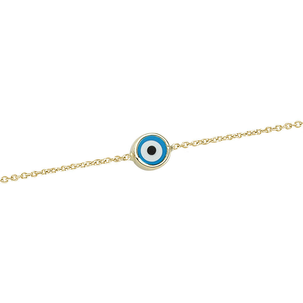 Glorria 14k Solid Gold Evil Eye Beaded Bracelet