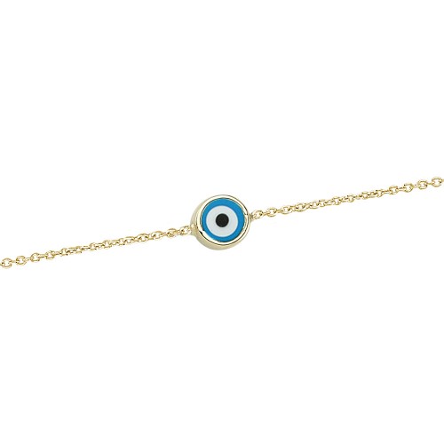 Glorria 14k Solid Gold Evil Eye Beaded Bracelet Glorria 14k Solid Gold Evil Eye Beaded Bracelet