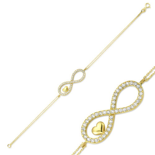 Glorria 14k Solid Gold Heart Infinity Bracelet Glorria 14k Solid Gold Heart Infinity Bracelet