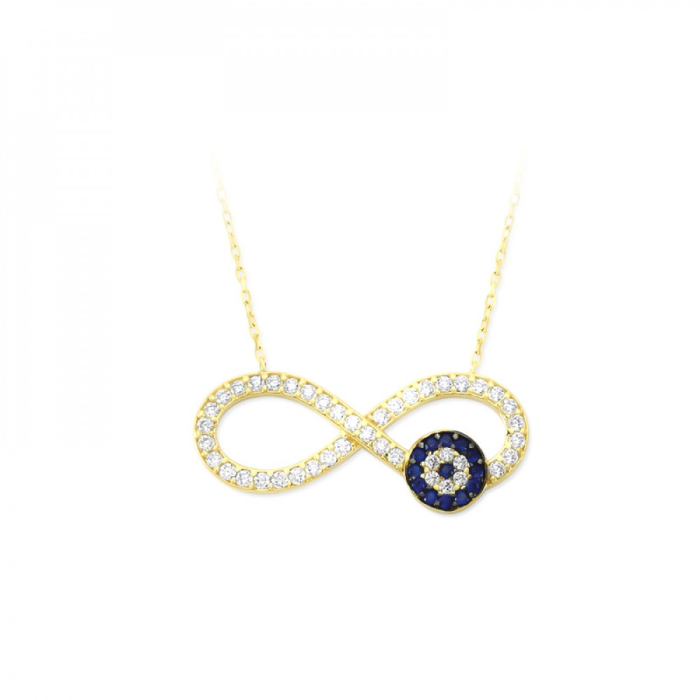 Glorria 14k Solid Gold Evil Eye Infinity Necklace Glorria 14k Solid Gold Evil Eye Infinity Necklace