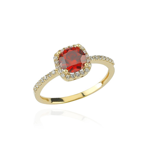 Glorria 14k Solid Gold Red Zirkon Pave Ring Glorria 14k Solid Gold Red Zirkon Pave Ring