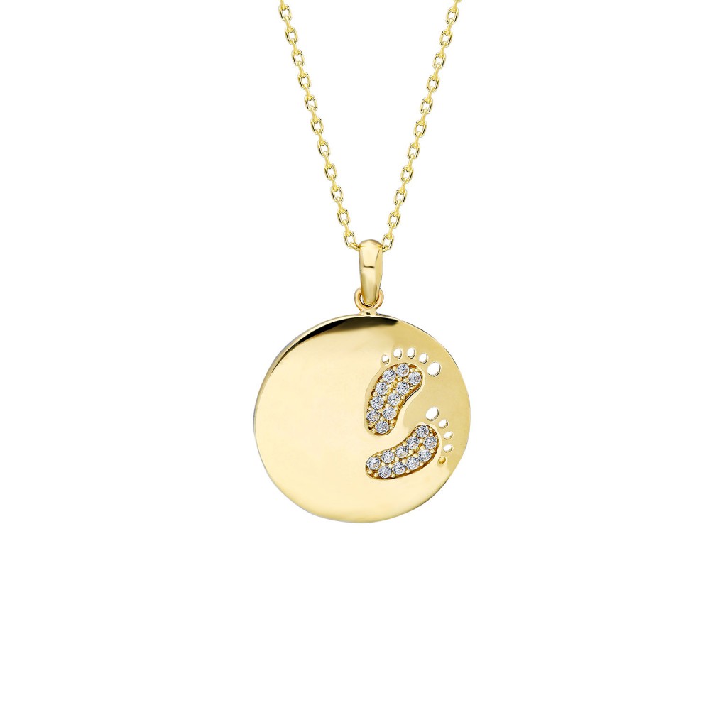 Glorria 8k Solid Gold Footprint Pendant