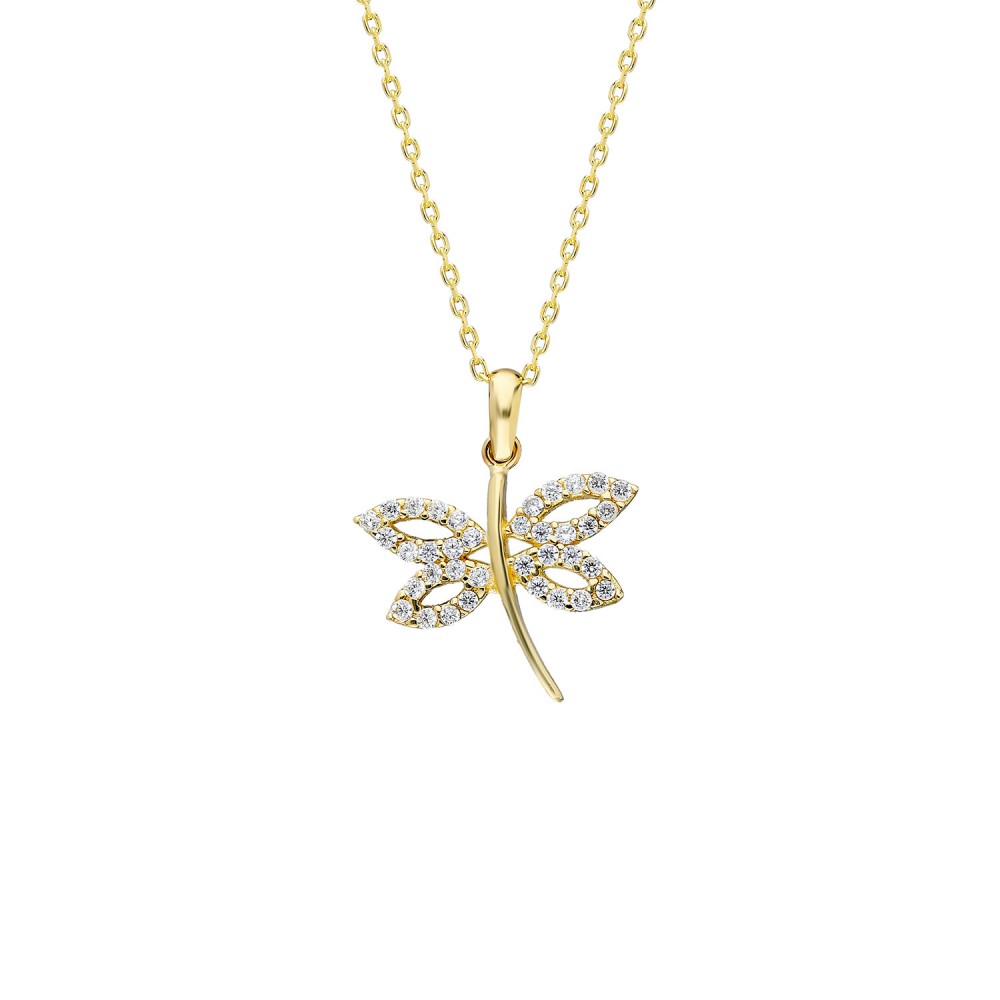Glorria 8k Solid Gold Dragonfly Pendant