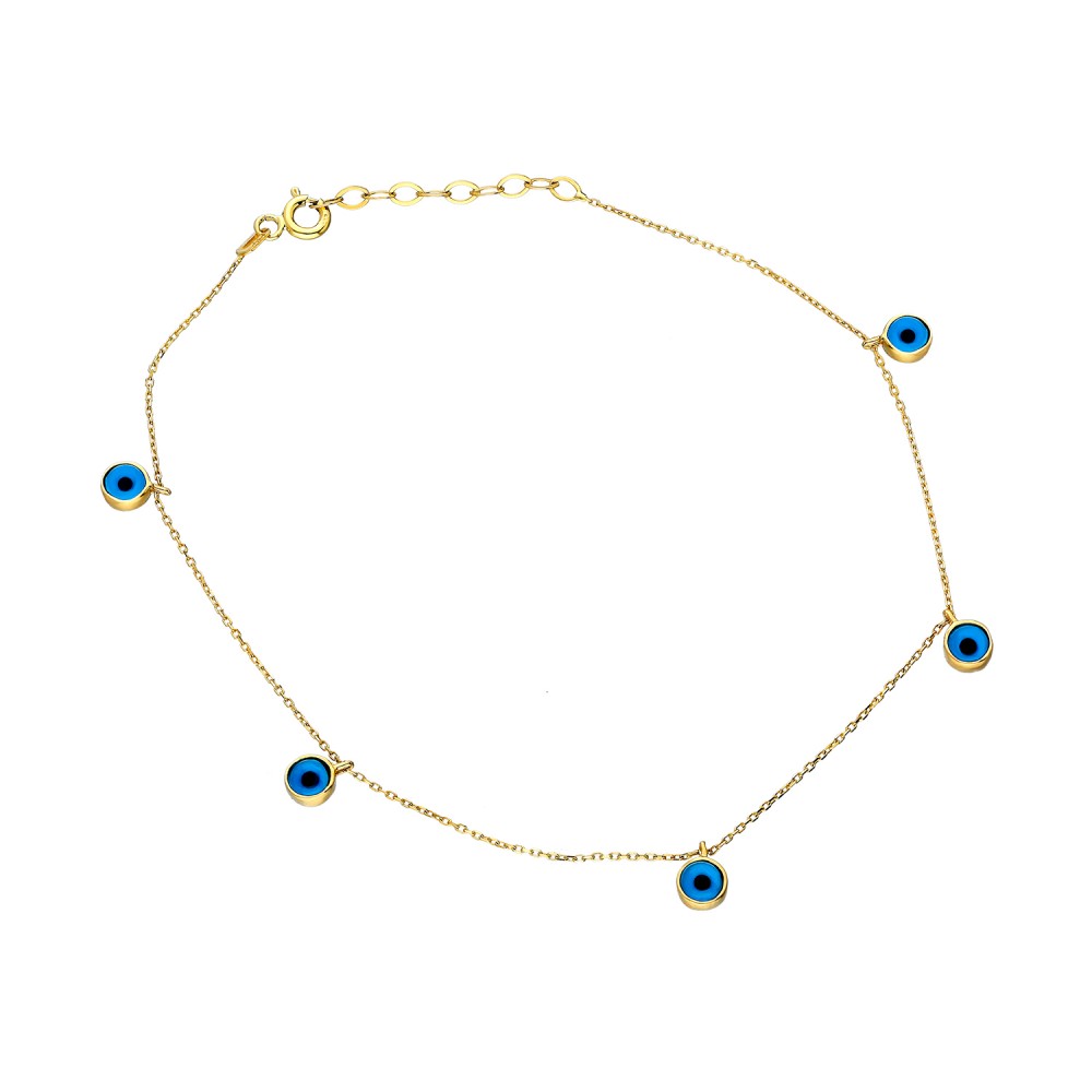 Glorria 14k Solid Gold Eye Anklet