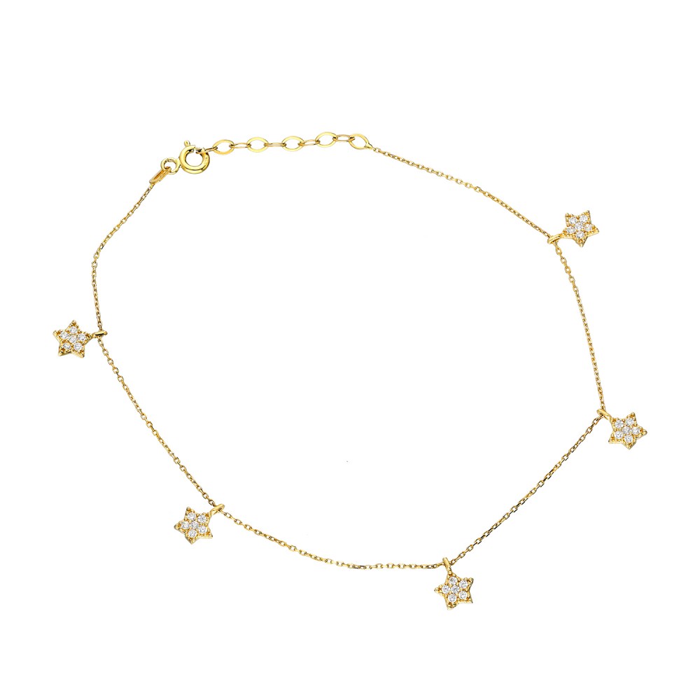 Glorria 14k Solid Gold Star Anklet