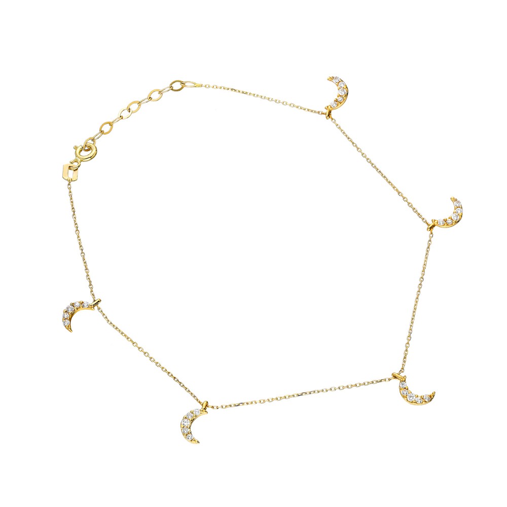 Glorria 14k Solid Gold Crescent Anklet