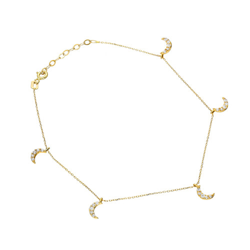 Glorria 14k Solid Gold Crescent Anklet Glorria 14k Solid Gold Crescent Anklet