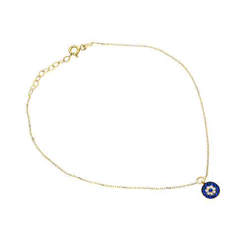 Glorria 14k Solid Gold Evil Eye Anklet Glorria 14k Solid Gold Evil Eye Anklet