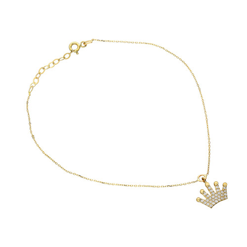 Glorria 14k Solid Gold Crown Anklet Glorria 14k Solid Gold Crown Anklet