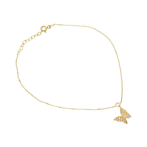 Glorria 14k Solid Gold Butterfly Anklet Glorria 14k Solid Gold Butterfly Anklet