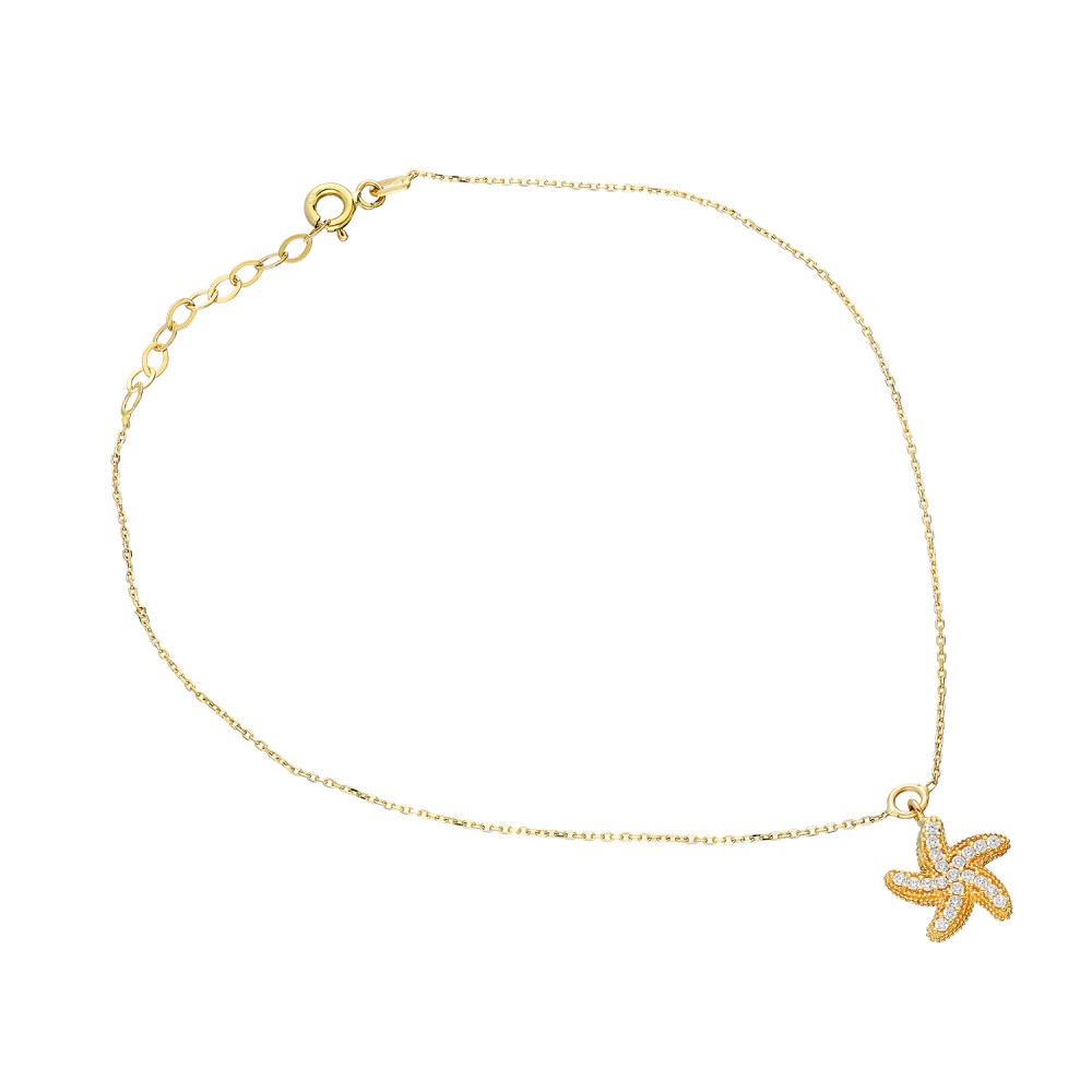 Glorria 14k Solid Gold Starfish Anklet