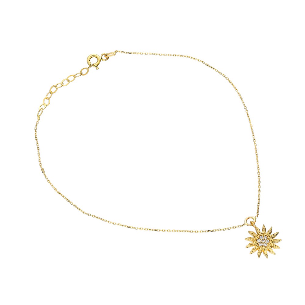 Glorria 14k Solid Gold Sun Anklet