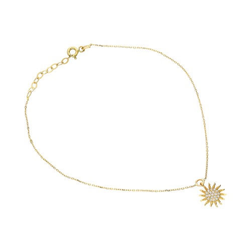 Glorria 14k Solid Gold Sun Anklet Glorria 14k Solid Gold Sun Anklet