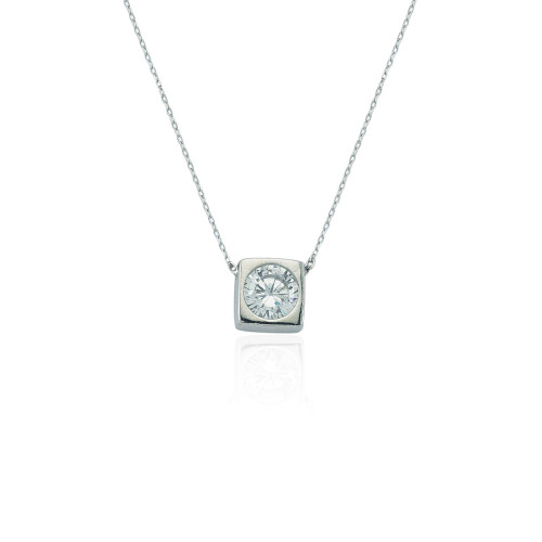Glorria 925k Sterling Silver Solitaire Necklace