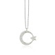 Glorria 925k Sterling Silver Moon and Star Necklace, Earrings, Flower Gift Set