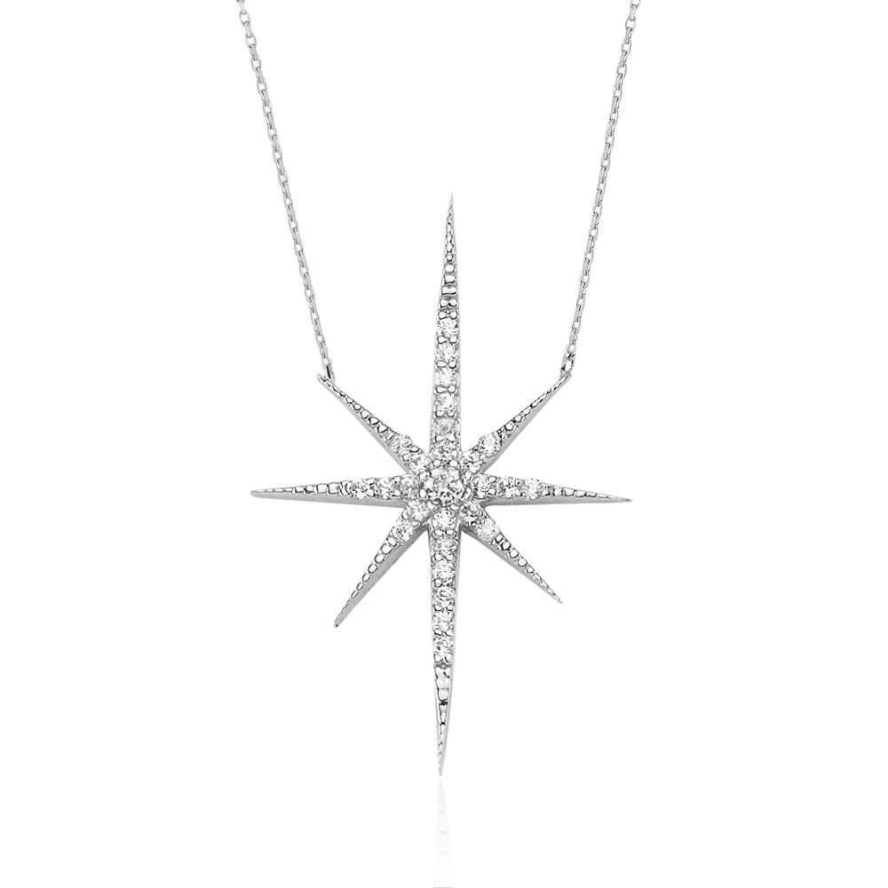 Glorria 925k Sterling Silver Polar Star Necklace
