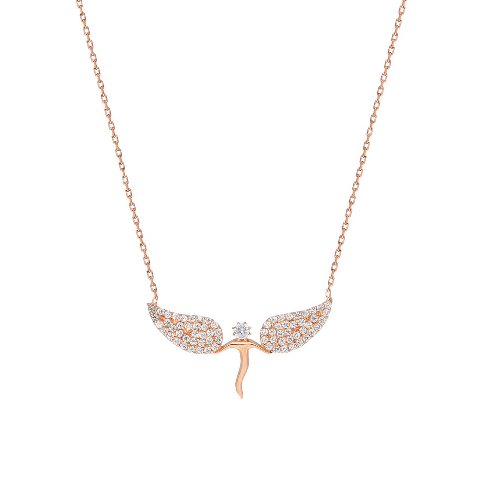 Glorria 925k Sterling Silver Wing Necklace