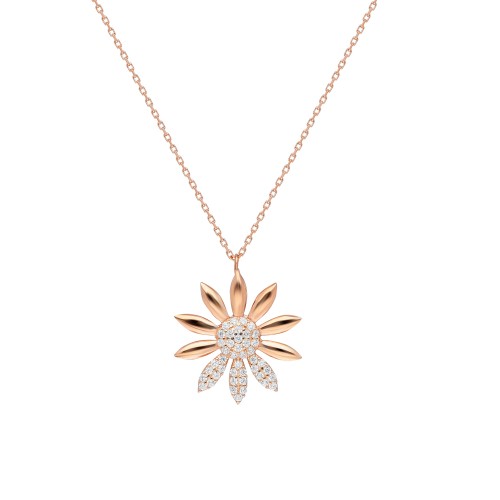 Glorria 925k Sterling Silver Pave Daisy Necklace Glorria 925k Sterling Silver Pave Daisy Necklace
